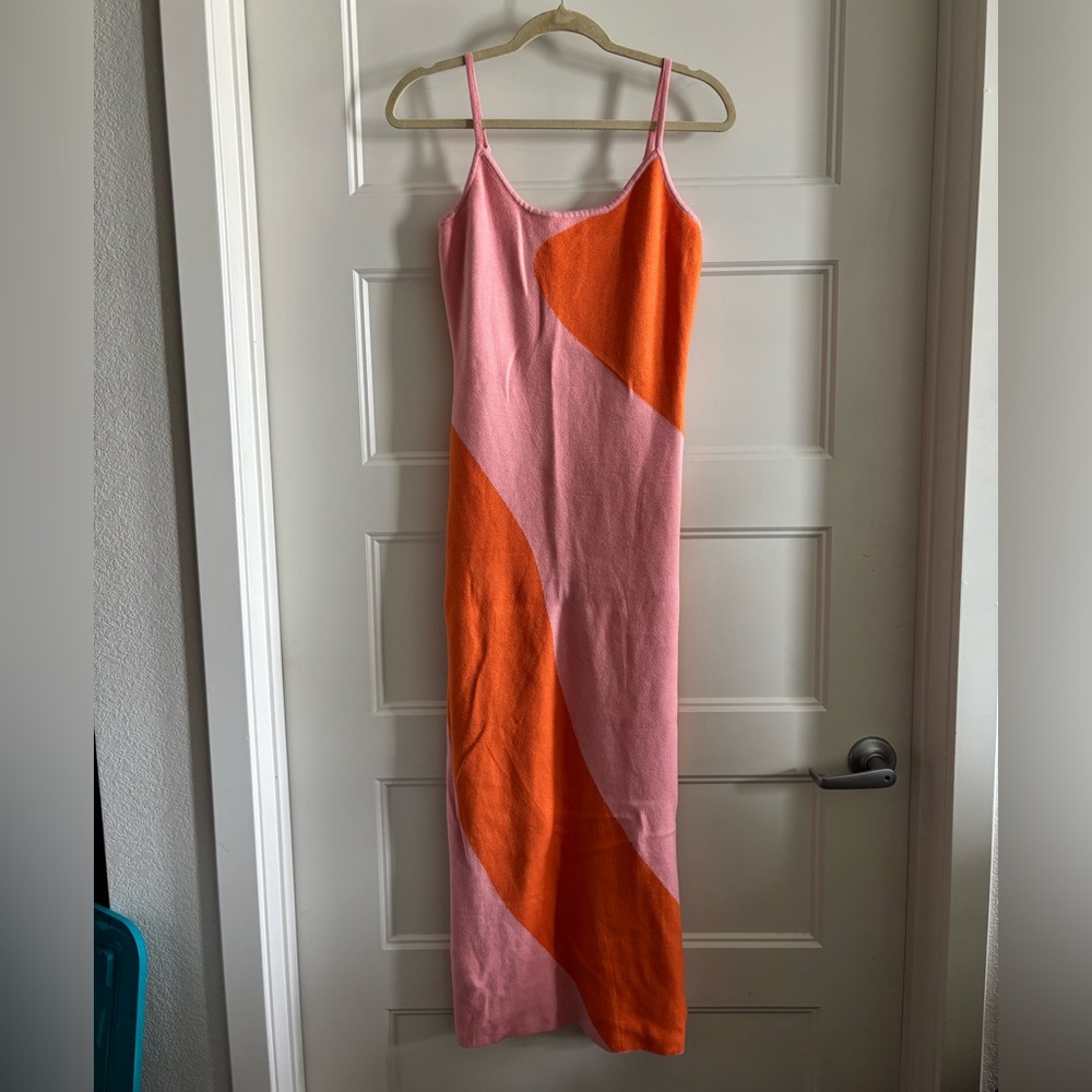 Pink and Orange Strappy Bodycon Dress